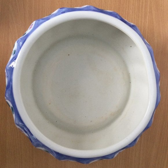 Vintage Chinese porcelain big bowl indoor planter hand painted floral 23cm long - Picture 4 of 9